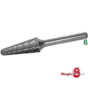 FRESE ROTATIVE IN METALLO DURO TIPO CONICO CON PUNTA SFERICA ATTACCO Ø MM 6 TAGLIO 7 8070P 16 FRESE M.DURO taglio 7 burrs of tungsten carbide Prod. SCU