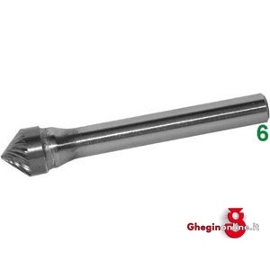 FRESE ROTATIVE IN METALLO DURO TIPO CONICO CON PUNTA A 90° ATTACCO Ø MM 6 TAGLIO 3 8080E 16 FRESE M.DURO taglio 3 burrs of tungsten carbide Prod. SCU
