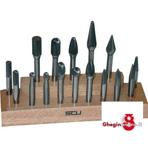 ASSORTIMENTI 16 FRESE ROTATIVE IN METALLO DURO 8121 ASS. FRESE ROTATIVE burrs sets Prod. SCU