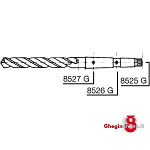 PUNTE LUNGHE CON CANALI DI LUBRIFICAZIONE DIN 341 TIPO N; ATTACCO CM; ALIMENTAZIONE LATERALE, A FINE CM 8527G 32 PUNTE LUNGHE (82523) long series oil feed drills, right hand cutting Orig. Hartner - immagine 2