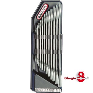 SERIE DI 8 CHIAVI ART. 870 G DA MM 6X7-8X9-10X11-12X13-14X15-16X17-18X19-20X22 SU SUPPORTO 871GS 8 CHIAVI FISSE IN SERIE double ended open jaw spanners sets Orig. Gedore