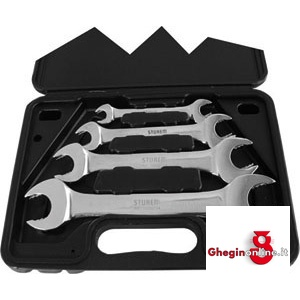 CHIAVI CON DUE BOCCHE A CRICCHETTO IN SERIE 873F SR. CHIAVI A CRICCO double ended open jaw spanners with ratchet in sets Orig. Sturem