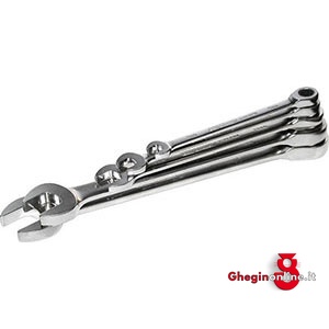 CHIAVI FISSE E A CRICCHETTO COMBINATE IN SERIE 879FB SR.CH.FISSE E A CRICCO combination open and ratchet-ring spanners sets Orig. Gedore red