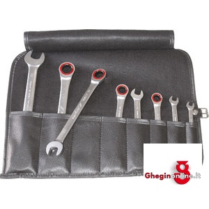CHIAVI FISSE E A CRICCHETTO COMBINATE IN SERIE 879FD SR.CH.FISSE E A CRICCO combination open and ratchet-ring spanners sets Orig. Gedore red