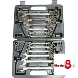 CHIAVI FISSE E A CRICCHETTO COMBINATE IN SERIE 879GH SR.CH.FISSE E A CRICCO combination open and ratchet-ring spanners sets Orig. Gedore red