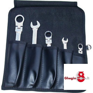 CHIAVI FISSE E A CRICCHETTO COMBINATE SNODATE IN SERIE 879GZA CH.FIS.CRIC.COMB.SN.SR flexible gear wrenches sets Prod. SCU
