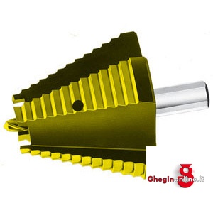 FRESE A GRADINO PER LAMIERE TIPO A 12 GRADINI IN ACCIAIO HSS RIVESTIMENTO TIN 8902G FRESE A GRADINO x LAM. countersinks Orig. Dürr