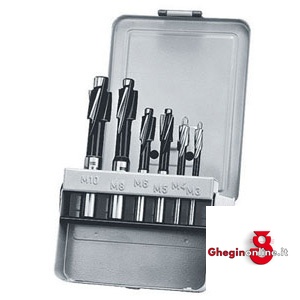 ASSORTIMENTI 6 FRESE PER SEDI DI VITI A TESTA CILINDRICA ART. 8915G M 3-4-5-6-8-10 8924G ASS. FRESE x SEDI VITI counterbores sets Orig. Dürr