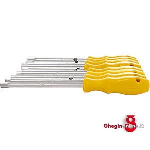 SERIE DI 8 CHIAVI ART. 909 GSL DA MM 4 - 5 - 5,5 - 6 - 7 - 8 - 9 - 10. 909GSP SR.CH. TUBO C/MANICO nut drivers with handles sets Prod. SCU