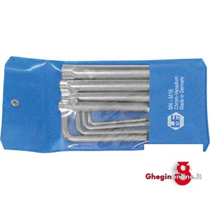 SERIE DI 8 PZ. ART. 912 E DA M4 - M5 - M6 - M8 - M10 - M12 - M14 - M16. 912GSP SR.CH.xVITI POL.INT. socket head screw wrenches sets Prod. SCU