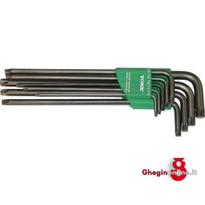 SERIE DI 9 PZ. ART. 912 GS 1 DA T10 - T15 - T20 - T25 - T27 - T30 - T40 - T45 - T50 912GT 16 SR.CH.xVITI POL.INT. socket head screw wrenches sets Prod. SCU
