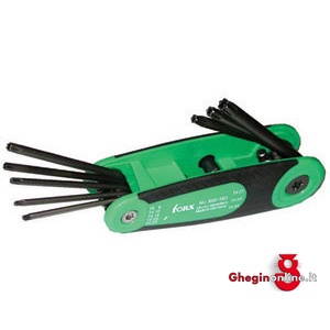 SERIE 8 CHIAVI PER VITI CON POLIGONO INTERNO DA T9 -T10-T15-T20-T25-T27-T30-T40 CON FORO 912GVE SR.CH.xVITI POL.INT. socket head screw wrenches sets Prod. SCU