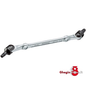 CHIAVI PER VITI CON POLIGONO INTERNO CON 2 TESTE TORX SNODATE E FORI PER USO A LEVA 913GDA 45 50 CH.xVITI CON POL.INT. socket head screw wrenches Orig. Gedore