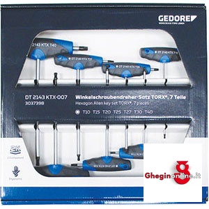 SERIE DI 7 CHIAVI ART. 913 GD 3 DA T10 - T15 - T20 - T25 - T27 - T30 - T40 913GDT CH.xVITI C/POL.INT.SR. socket head screw wrenches sets Orig. Gedore