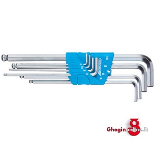 SERIE DI 8 PZ. ART. 913 GH DA MM 2 - 2,5 - 3 - 4 - 5 - 6 - 8 - 10 913GI SERIE CHIAVIxESAG.INT. allen head screw wrenches sets Orig. Gedore