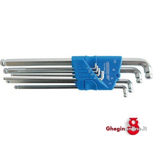 SERIE DI 8 PZ. ART. 913 GHE DA MM 2 - 2,5 - 3 - 4 - 5 - 6 - 8 - 10 913GIE SERIE CHIAVIxESAG.INT. allen head screw wrenches sets Orig. Gedore
