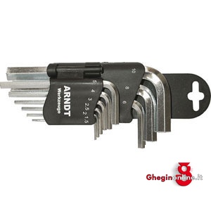 SERIE DI 9 PZ. ART. 914 DA MM 1,5 - 2 - 2,5 - 3 - 4 - 5 - 6 - 8 - 10 914GFA SERIE CHIAVIxESAG.INT. allen head screw wrenches sets Prod. SCU