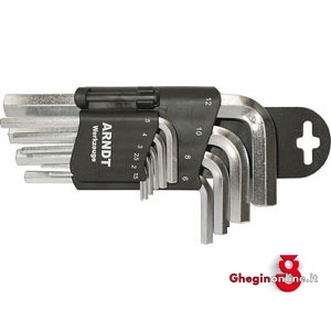 SERIE DI 10 PZ. ART. 914 DA MM 1,5 - 2 - 2,5 - 3 - 4 - 5 - 6 - 8 - 10 - 12 914GFB SERIE CHIAVIxESAG.INT. allen head screw wrenches sets Prod. SCU