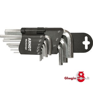 SERIE DI 9 PZ. ART. 914 GAP DA POLL. 1/16 - 5/64 - 3/32 - 1/8 - 5/32 - 3/16 - 1/4 - 5/16 - 3/8 914GFE SERIE CHIAVIxESAG.INT. allen head screw wrenches sets Prod. SCU