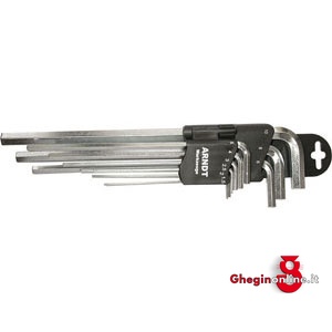 SERIE DI 9 PZ. ART. 914 GBA DA MM 1,5 - 2 - 2,5 - 3 - 4 - 5 - 6 - 8 - 10 914GFL SERIE CHIAVIxESAG.INT. allen head screw wrenches sets Prod. SCU