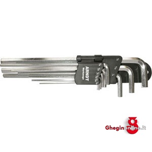 SERIE DI 9 PZ. ART. 914 GBP DA POLL. 1/16 - 5/64 - 3/32 - 1/8 - 5/32 - 3/16 - 1/4 - 5/16 - 3/8 914GFP SERIE CHIAVIxESAG.INT. allen head screw wrenches sets Prod. SCU