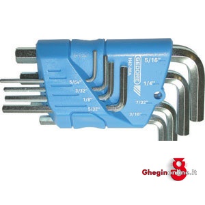 SERIE DI 8 PZ. ART. 914 GA DA POLL. 5/64 - 3/32 - 1/8 - 5/32 - 3/16 - 7/32 - 1/4 - 5/16 914GH 2 SERIE CHIAVIxESAG.INT. allen head screw wrenches sets Orig. Gedore