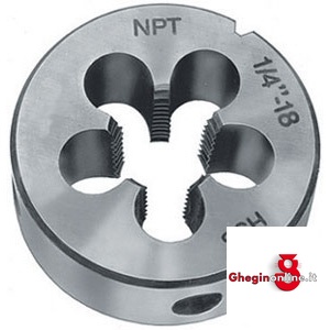 FILIERE TONDE FILETTATURA AMERICANA NPT CONF. ANSI B1.20.1 - CONICITÀ 1:16 9370G 2 FILIERE DX TONDE 'NPT' round dies Orig. Völkel