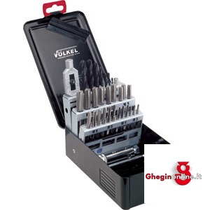 UTENSILI PER FILETTARE IN ASSORTIMENTO IN CASSETTA PER FILETTARE DA M 3 A M 12 9385G ASSORTIMENTI MASCHI M complete taps and dies sets Orig. Völkel