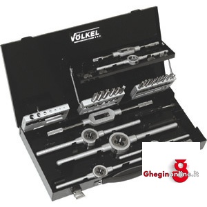 UTENSILI PER FILETTARE IN ASSORTIMENTO IN CASSETTA PER FILETTARE DA M 3 A M 12 9388G ASSORT. x FILETTARE complete taps and dies sets Orig. Völkel
