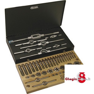 UTENSILI PER FILETTARE IN ASSORTIMENTO IN CASSETTA PER FILETTARE DA M 3 A M 24 9396G ASSORT. x FILETTARE complete taps and dies sets Orig. Völkel