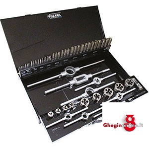 UTENSILI PER FILETTARE IN ASSORTIMENTO IN HSS-E IN CASSETTA PER FILETTARE DA M 3 A M 20 9398G ASSORT. x FILETTARE complete taps and dies sets Orig. Völkel