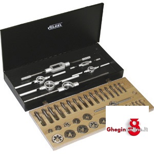 UTENSILI PER FILETTARE IN ASSORTIMENTO IN CASSETTA PER FILETTARE DA MF 6 A MF 20 9400G ASSORT. x FILETTARE complete taps and dies sets Orig. Völkel