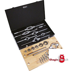 UTENSILI PER FILETTARE IN ASSORTIMENTO IN CASSETTA FILETTATURA NPT 9400GEL ASSORT. x FILETTARE complete taps and dies sets Orig. Völkel
