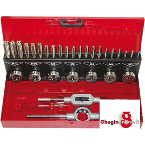 ASSORTIMENTI IN CASSETTA PER FILETTARE DA M3 A M12 9407GS MADREVITI IN CASSETTA complete taps and dies sets Prod. SCU