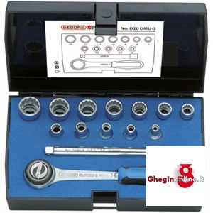 CHIAVI A BUSSOLA IN SERIE CONTENUTO 14 UTENSILI 940GA SR. CH. A BUSSOLA 1/4 sockets sets Orig. Gedore