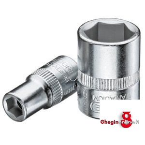 CHIAVI A BUSSOLA ATT. 1/4 DIN 3120 - ISO 1174 CON ESAGONO INTERNO; LUNGH. MM 25 941RA 9/16 CH.BUSS.ESAG.ATT.1/4 sockets Orig. Gedore