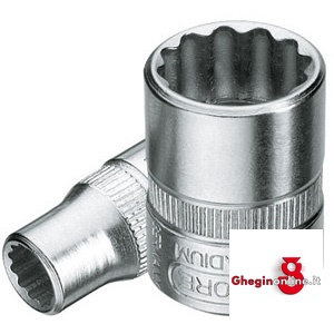 CHIAVI A BUSSOLA ATT. 1/4 DIN 3120 - ISO 1174 CON POLIGONO INTERNO; LUNGH. MM 25 941RAB 9/16 CH.BUSS.POLIG.ATT.1/4 sockets Orig. Gedore