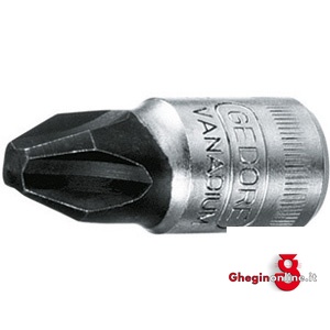 CHIAVI A BUSSOLA ATT. 1/4 DIN 3120 - ISO 1174 TIPO A giravitE A CROCE PHILLIPS; LUNGH. MM 28 941RC 4 BUSSOLE MASCH.ATT.1/4 sockets Orig. Gedore