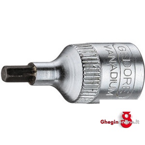 CHIAVI A BUSSOLA ATT. 1/4 DIN 3120 - ISO 1174 CON ESAGONO ESTERNO; LUNGH. MM 28 941RF 8 CH.BUSS.ESAG. 1/4 mm28 sockets Orig. Gedore