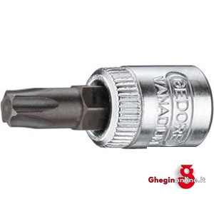 CHIAVI A BUSSOLA ATT. 1/4 DIN 3120 - ISO 1174 CON POLIGONO ESTERNO TORX; LUNGH. MM 30 941RL 40 BUSSOLE MASCH.ATT.1/4 sockets Orig. Gedore