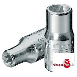 CHIAVI A BUSSOLA ATT. 1/4 DIN 3120 - ISO 1174 CON POLIGONO INTERNO TORX; LUNGH. MM 25 941RP 10 BUSSOLE TORX E ATT.1/4 sockets Orig. Gedore