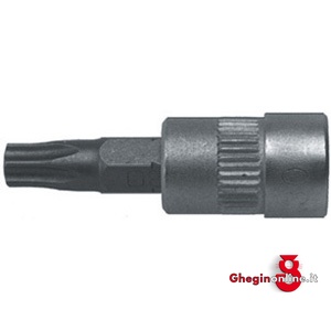 CHIAVI A BUSSOLA ATT. 1/4 DIN 3120 - ISO 1174 CON POLIG. ESTERNO TORX CON FORO; LUNGH. MM 35 941RT 7 BUSSOLE MASCH.ATT.1/4 sockets Prod. SCU