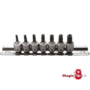 CHIAVI A BUSSOLA ATT. 1/4 DIN 3120 - ISO 1174 IN SERIE - CONTENUTO 7 UTENSILI 941RTB SR.BUSS. MASCH.ATT.1/4 sockets Prod. SCU
