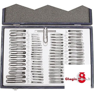 MADREVITI IN CASSETTA LEGNO PER FILETTARE M E MF 9456 MADREVITI IN CASSETTA chrome steel taps and dies Prod. SCU