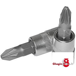 CHIAVI A BUSSOLA ATT. 1/4 DIN 3120 - ISO 1174 TIPO A giravitE A CROCE POZIDRIV; 946GF 3 BUSSOLE MASCH.ATT.1/4 sockets Prod. SCU
