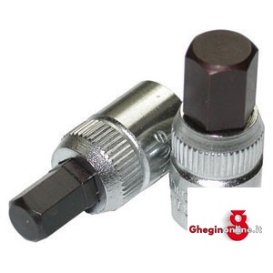 CHIAVI A BUSSOLA ATT. 1/4 DIN 3120 - ISO 1174 IN POLLICI CON ESAGONO ESTERNO; 946GH 10 BUSSOLE MASCH.ATT.1/4 sockets Orig. Gedore red