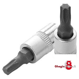 CHIAVI A BUSSOLA ATT. 1/4 DIN 3120 - ISO 1174 CON POLIG. ESTERNO TORX 946GHE 40 BUSSOLE MASCH.ATT.1/4 sockets Orig. Gedore red