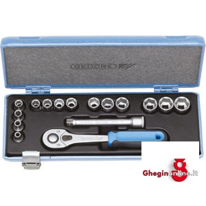 CHIAVI A BUSSOLA IN SERIE CONTENUTO 16 UTENSILI 950GA SR. CH. A BUSSOLA 3/8 sockets sets Orig. Gedore
