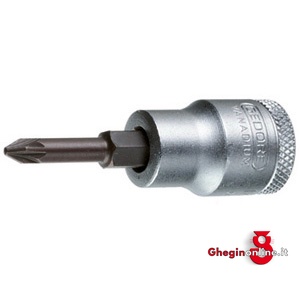 CHIAVI A BUSSOLA ATT. 3/8 DIN 3120 - ISO 1174 TIPO A giravitE TAGLIO A CROCE PZD; LUNGH. MM 55 952RQ 3 BUSSOLE MASCH.ATT.3/8 sockets Orig. Gedore