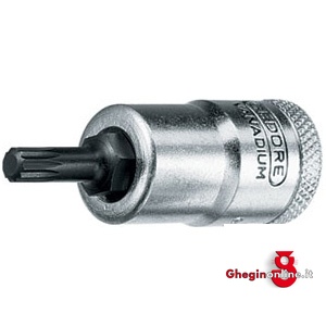 CHIAVI A BUSSOLA ATT. 3/8 DIN 3120 - ISO 1174 TIPO A giravitE CON POLIG. ESTERNO; LUNGH. MM 49 952RS 8 BUSSOLE MASCH.ATT.3/8 sockets Orig. Gedore